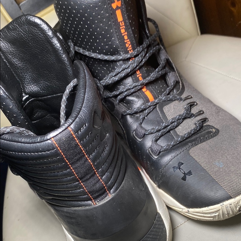 Under Armour Black and Orange High-Top Sneakers